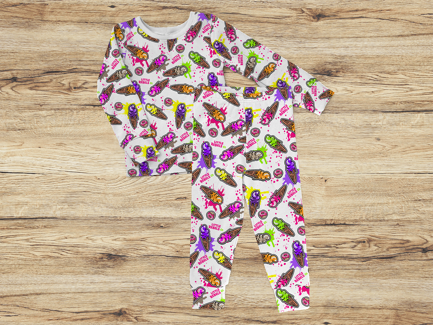 Sweet Treat Print Kid Pajamas Long Sleeve Raglan