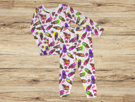Sweet Treat Print Kid Pajamas Long Sleeve Raglan